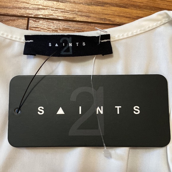 21 Saints junior white twisted front open stomach top, V neck long sleeve M - Picture 9 of 10